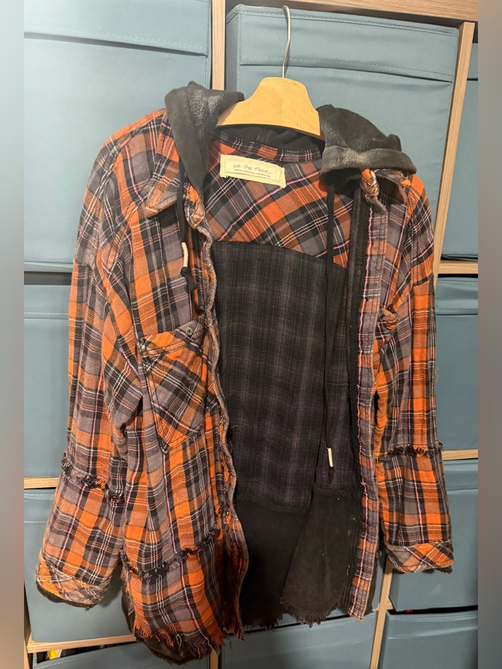 Women’s Free People Plaid Flannel Hooded Jacket size M